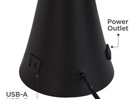 360 Lighting Karl 28 1/4" Black Finish Outlet-USB Table Lamps Set of 2