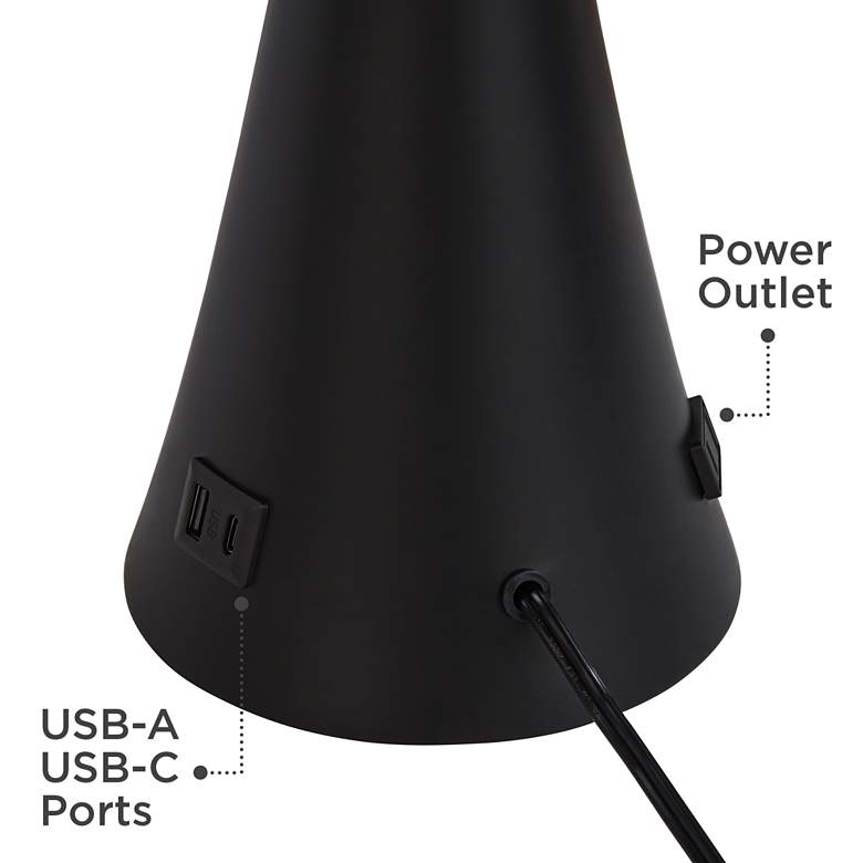 360 Lighting Karl 28 1/4" Black Finish Outlet-USB Table Lamps Set of 2
