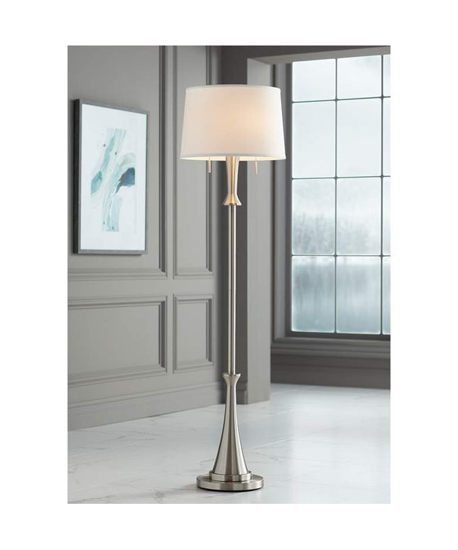360 Lighting Karl 63 3/4" High Luxe Modern Brushed Nickel Floor Lamp