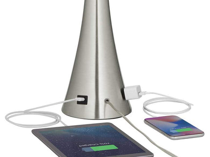 360 Lighting Karl Brushed Nickel USB Lamps Set of 2 with Full Range Dimmers