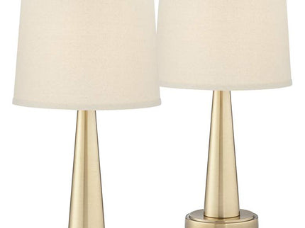 360 Lighting Karla 25" Brass Finish Modern USB Table Lamps Set of 2
