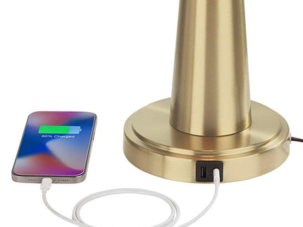 360 Lighting Karla 25" Brass Finish Modern USB Table Lamps Set of 2