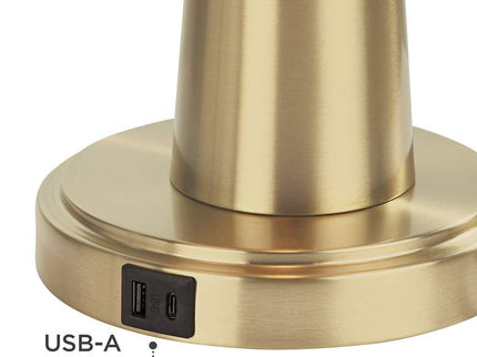360 Lighting Karla 25" Brass Finish Modern USB Table Lamps Set of 2