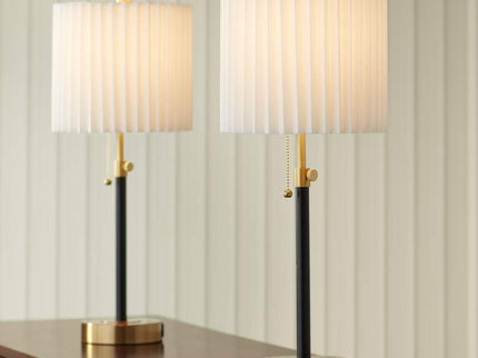 360 Lighting Lenore Adjustable Height Black and Gold USB Lamps Set of 2