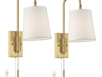 360 Lighting Luca 15 1/2" Brass Plug-In Swing Arm Wall Lamps Set of 2