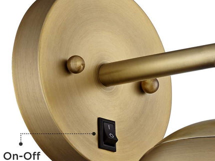 360 Lighting Luna Antique Brass Globe Plug-In Wall Lamps Set of 2