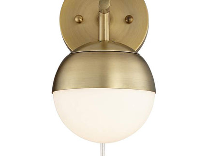 360 Lighting Luna Antique Brass Globe Plug-In Wall Lamps Set of 2