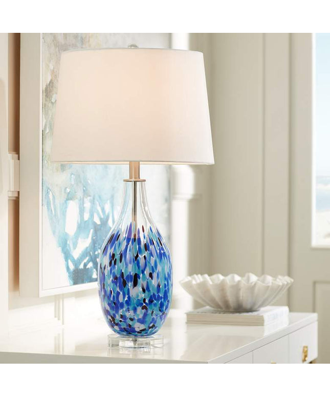 360 Lighting Marnie 27 3/4" Blue Art Glass Modern Table Lamp