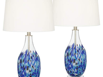 360 Lighting Marnie 27 3/4" Blue Art Glass Table Lamps Set of 2