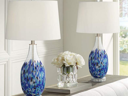 360 Lighting Marnie 27 3/4" Blue Art Glass Table Lamps Set of 2
