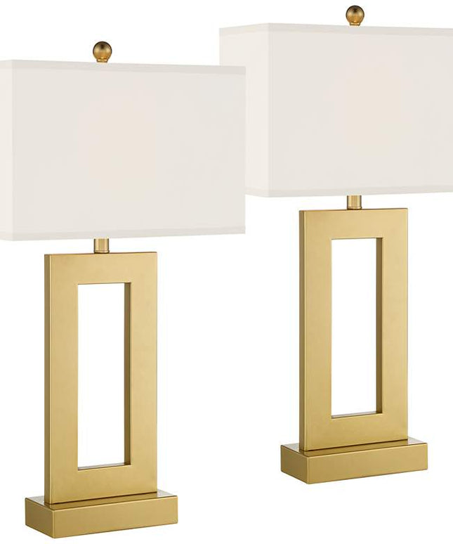 360 Lighting Marshall Modern Luxe Gold Open Rectangle Table Lamps Set of 2