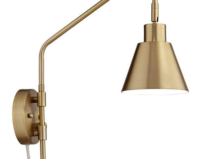 360 Lighting Marybel Antique Brass Plug-In Swing Arm Wall Lamps Set of 2