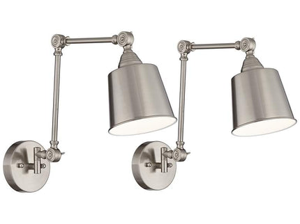 360 Lighting Mendes Adjustable Brushed Nickel Hardwire Wall Lamps Set of 2