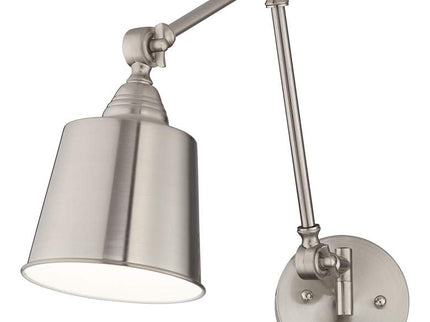 360 Lighting Mendes Adjustable Brushed Nickel Hardwire Wall Lamps Set of 2
