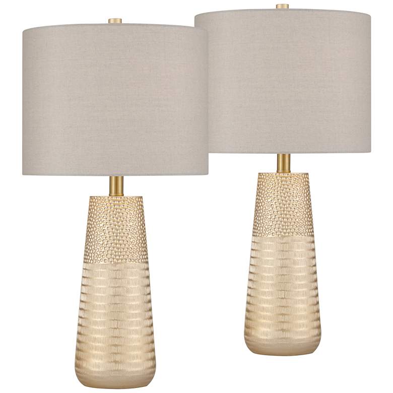 360 Lighting Mira 25 1/4" Textured Gold Modern Table Lamps Set of 2