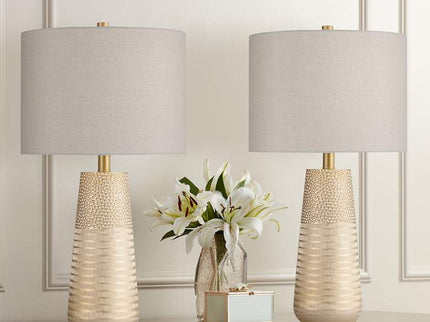 360 Lighting Mira 25 1/4" Textured Gold Modern Table Lamps Set of 2