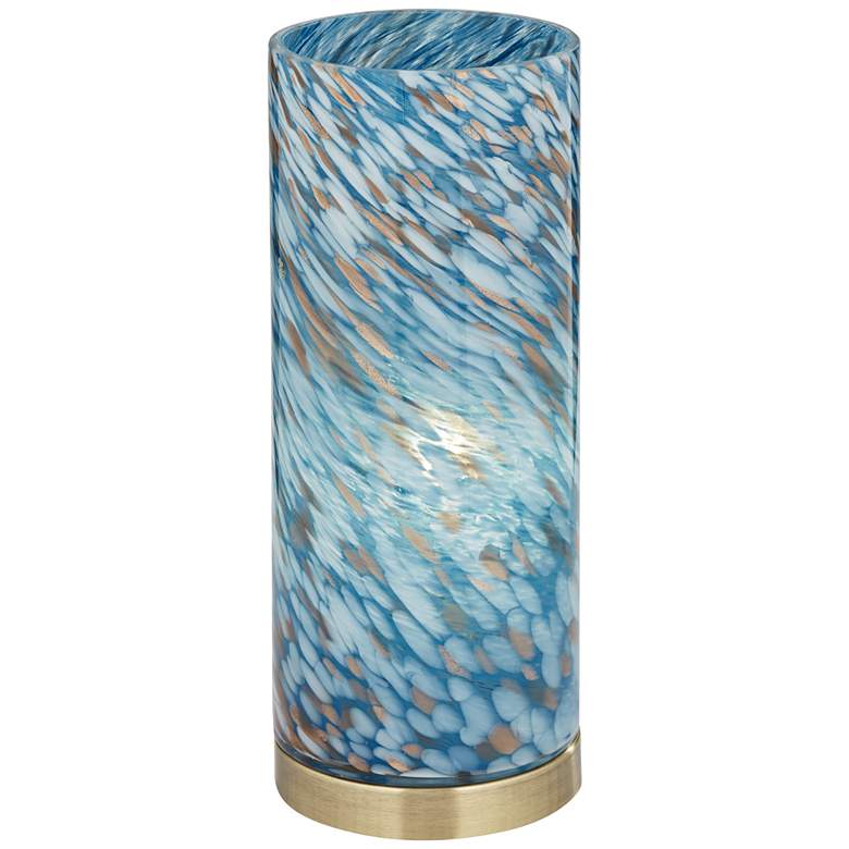 360 Lighting Nikki 13 1/2" High Coastal Modern Blue Glass Accent Lamp