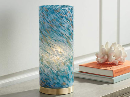 360 Lighting Nikki 13 1/2" High Coastal Modern Blue Glass Accent Lamp