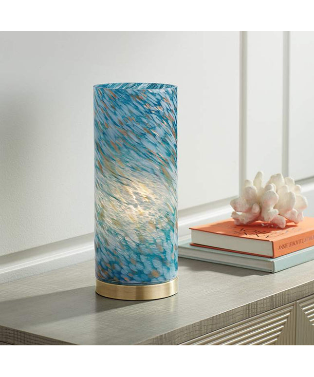 360 Lighting Nikki 13 1/2" High Coastal Modern Blue Glass Accent Lamp