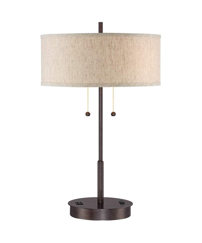 360 Lighting Nikola 23 1/2" Bronze Outlet and USB Ports Table Lamp