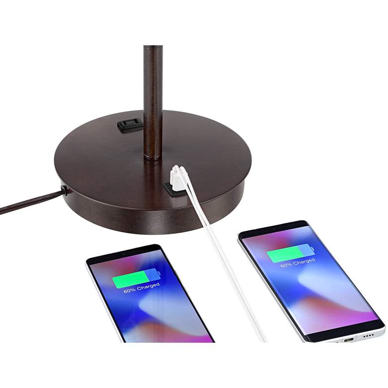 360 Lighting Nikola 23 1/2" Bronze Outlet and USB Ports Table Lamp