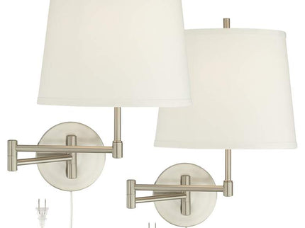 360 Lighting Oray Brushed Nickel Swing Arm Plug-In Wall Lamps Set of 2