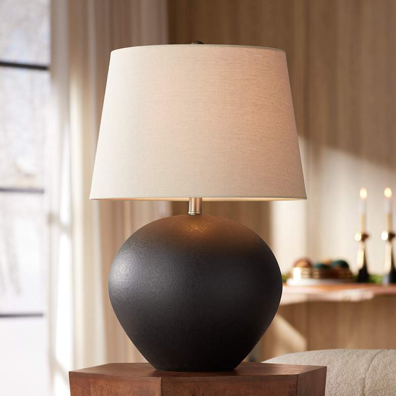 360 Lighting Paulo 24 1/2" High Matte Black Ceramic Pot Table Lamp