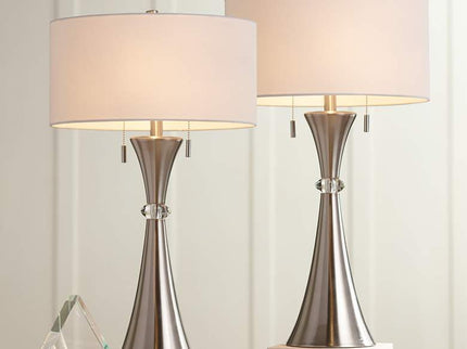360 Lighting Rachel 28" Metal Column Modern Table Lamps Set of 2