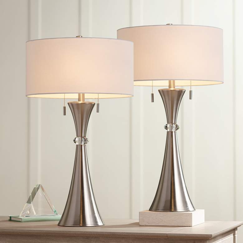 360 Lighting Rachel 28" Metal Column Modern Table Lamps Set of 2
