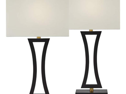 360 Lighting Roxie 31" Black Metal USB Table Lamps Set of 2