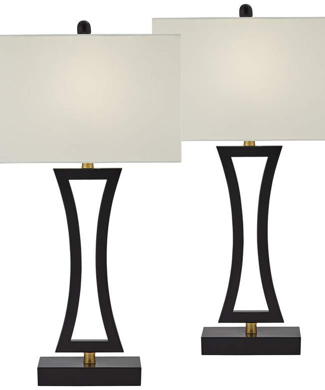 360 Lighting Roxie 31" Black Metal USB Table Lamps Set of 2