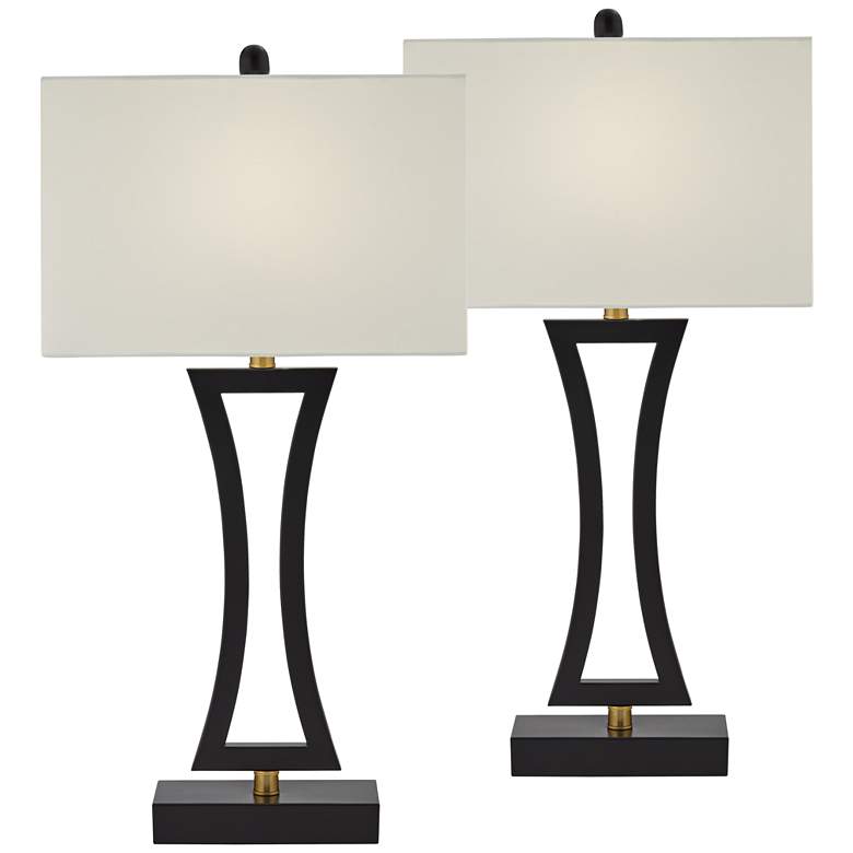 360 Lighting Roxie 31" Black Metal USB Table Lamps Set of 2