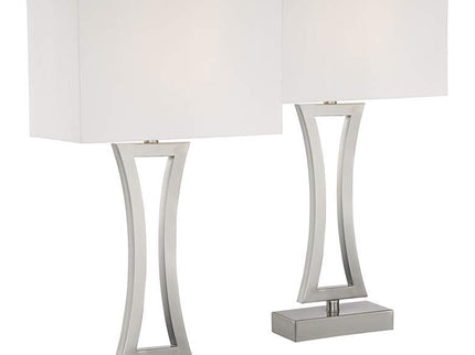 360 Lighting Roxie 31" High Brushed Nickel Metal Table Lamps Set of 2