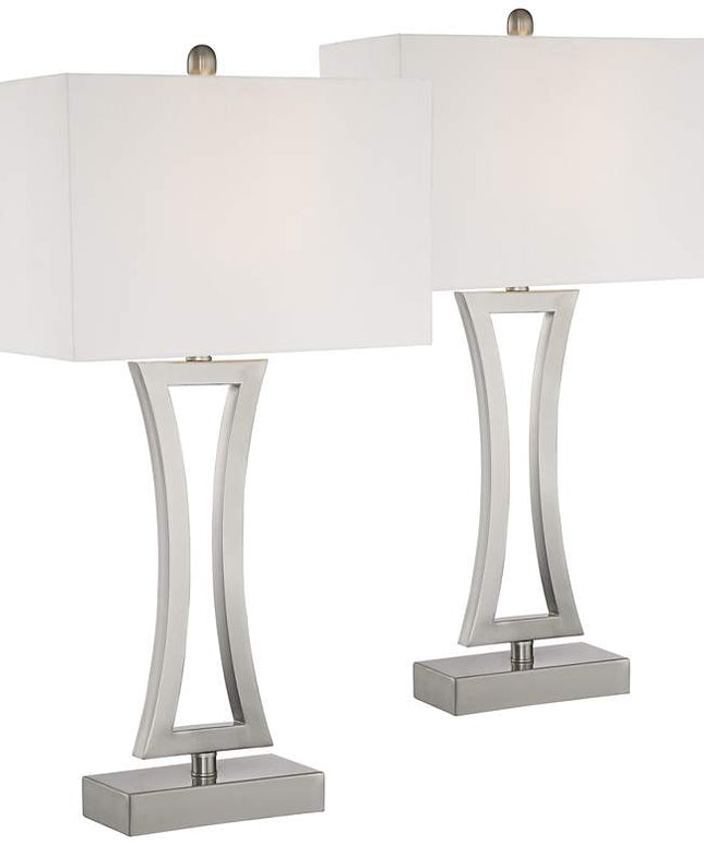 360 Lighting Roxie 31" High Brushed Nickel Metal Table Lamps Set of 2