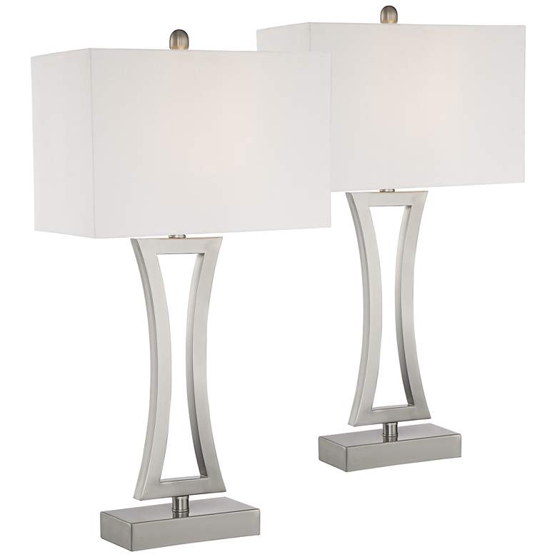 360 Lighting Roxie 31" High Brushed Nickel Metal Table Lamps Set of 2