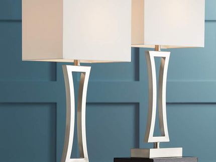 360 Lighting Roxie 31" High Brushed Nickel Metal Table Lamps Set of 2