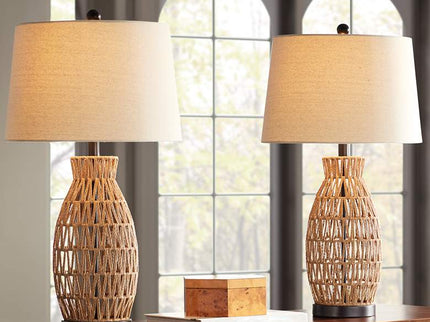 360 Lighting San Carlos 27" Rattan Wicker Table Lamps Set of 2