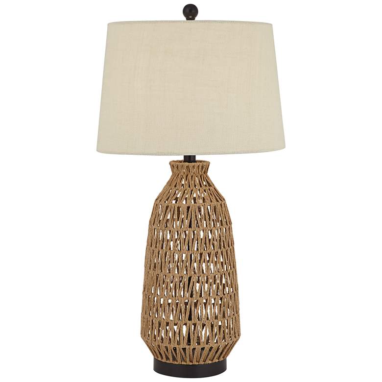 360 Lighting San Carlos 29" Modern Coastal Rattan Wicker Table Lamp