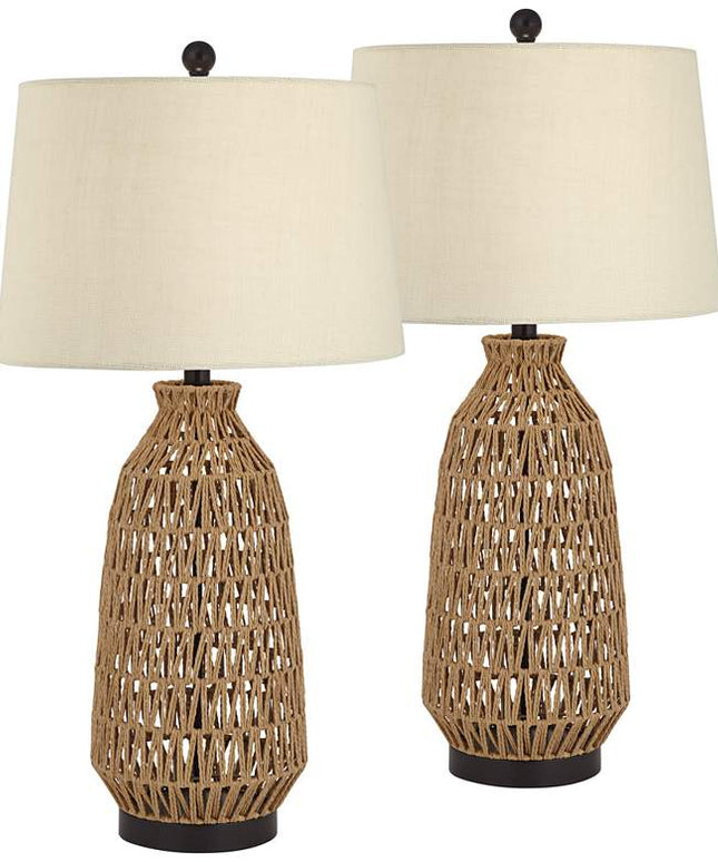 360 Lighting San Carlos 29" Rattan Wicker Table Lamps Set of 2