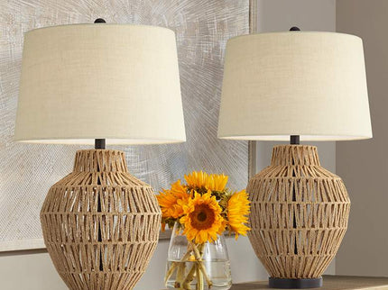 360 Lighting San Marcos 27" Natural Wicker Metal Table Lamps Set of 2
