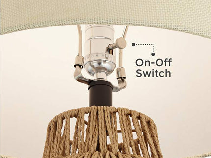 360 Lighting San Marcos 27" Natural Wicker Metal Table Lamps Set of 2