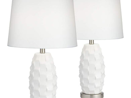 360 Lighting Scalloped 24 1/2" Ceramic LED Lamps with Dimmers Set of 2