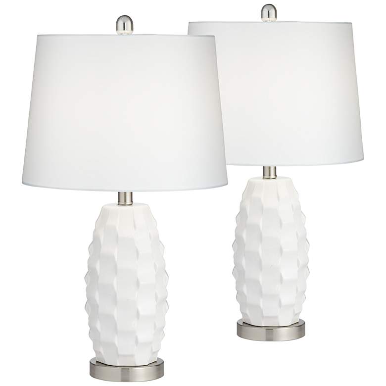 360 Lighting Scalloped 24 1/2" Ceramic LED Lamps with Dimmers Set of 2
