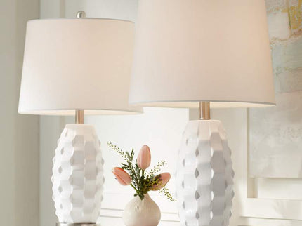 360 Lighting Scalloped 24 1/2" Ceramic LED Lamps with Dimmers Set of 2