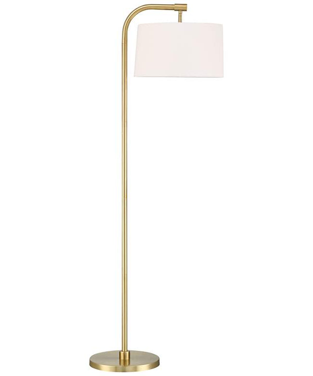 360 Lighting Serra 64" Warm Gold Chairside Arc Offset Arm Floor Lamp