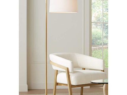 360 Lighting Serra 64" Warm Gold Chairside Arc Offset Arm Floor Lamp