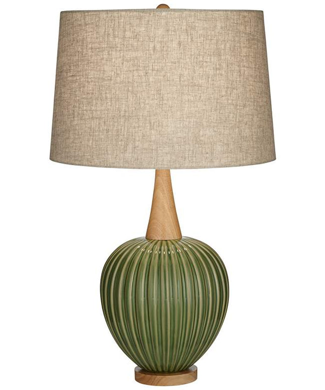 360 Lighting Sevilla 29" Modern Ribbed Gourd Green Ceramic Table Lamp