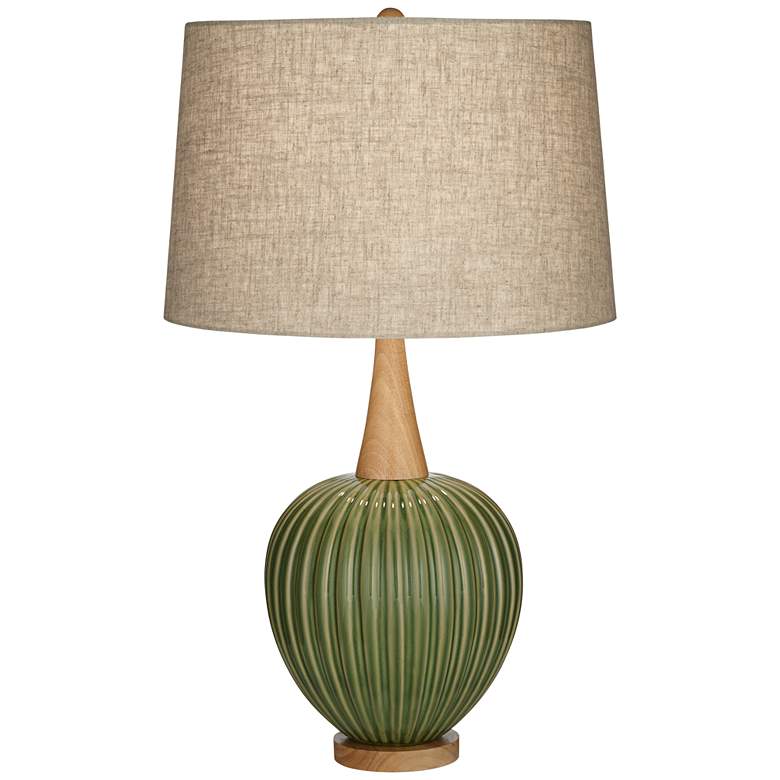 360 Lighting Sevilla 29" Modern Ribbed Gourd Green Ceramic Table Lamp