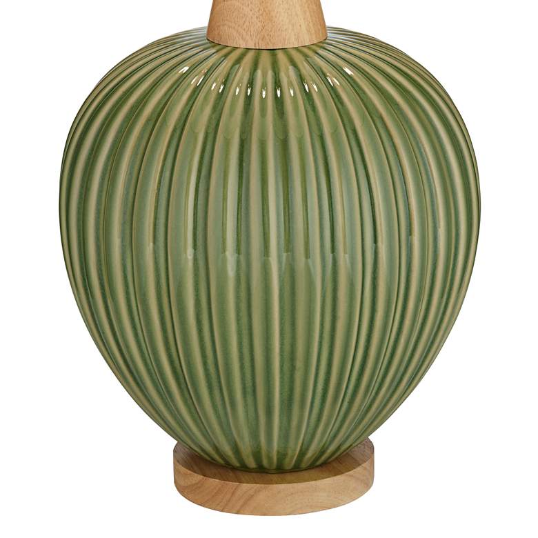 360 Lighting Sevilla 29" Modern Ribbed Gourd Green Ceramic Table Lamp