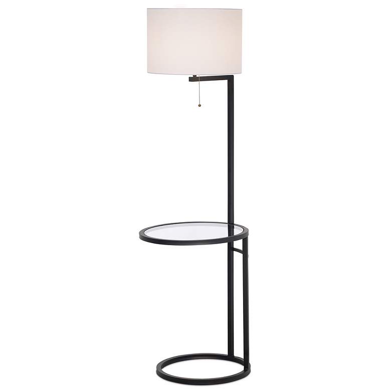 360 Lighting Space Saver 62" High Glass Tray Table Floor Lamp